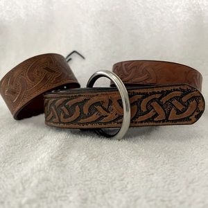 Celtic Embossed Leather Belt, Arm Band and Neck Band